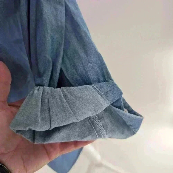 Old Navy Blue Girls Size XL (12-14) Long Sleeve Button Down Top Tunic Length - Picture 3 of 12